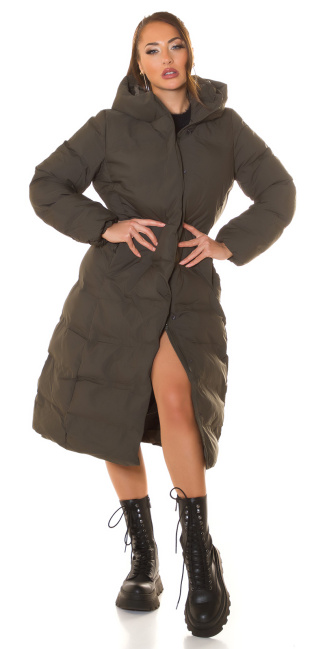 Trendy XL Winterjacket with hood Khaki